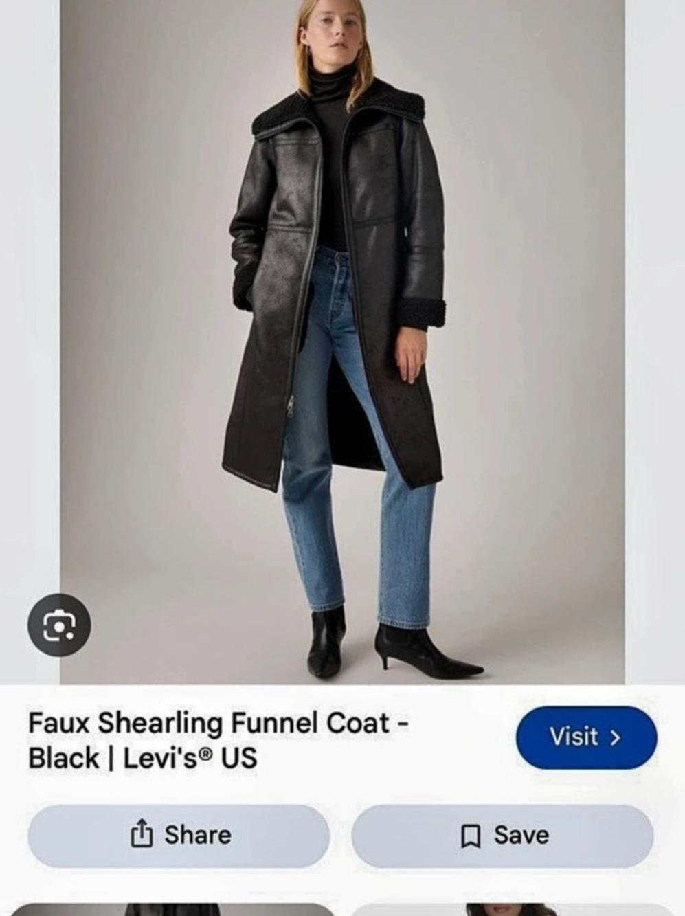 Levi's Faux Shearling Funnel Coat Black